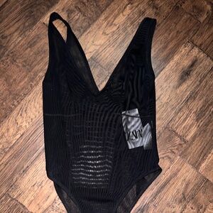 Zara Black Sheer Bodysuit Size Medium